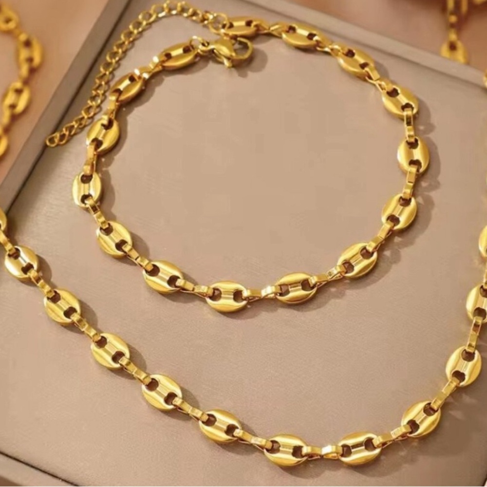 ❌SOLD❌ Coffee bean stainless steel necklace set - Picture 2 of 2